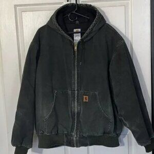 VINTAGE CARHARTT J130 MOS Moss Green Hooded Men's Jacket Workwear Size XXL